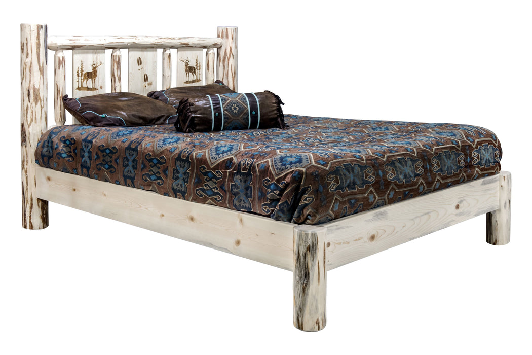 Montana Woodworks Montana Platform Bed w/ Laser Engraved Design Ready to Finish Elk / King Beds MWPBKLZELK 661890435138