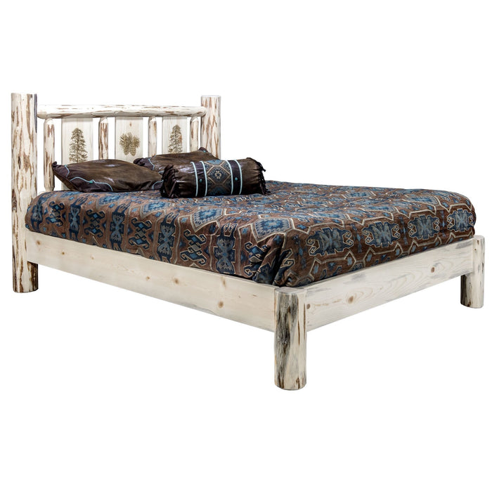 Montana Woodworks Montana Platform Bed w/ Laser Engraved Design Ready to Finish Pine Tree / Full Beds MWPBFLZPINE 661890434537