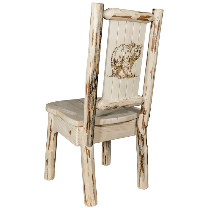 Montana Woodworks Montana Side Chair w/ Laser Engraved Design Lacquered / Bear Dining, Kitchen, Home Office MWKSCNVLZBEAR 661890425962