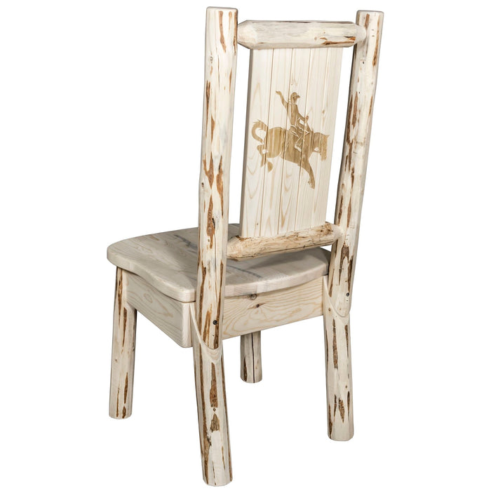 Montana Woodworks Montana Side Chair w/ Laser Engraved Design Lacquered / Bronc Dining, Kitchen, Home Office MWKSCNVLZBRONC 661890426020