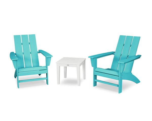 Polywood Polywood Aruba Modern Adirondack 3-Piece Set Aruba Adirondack Chair PWS502-1-10446 190609133299