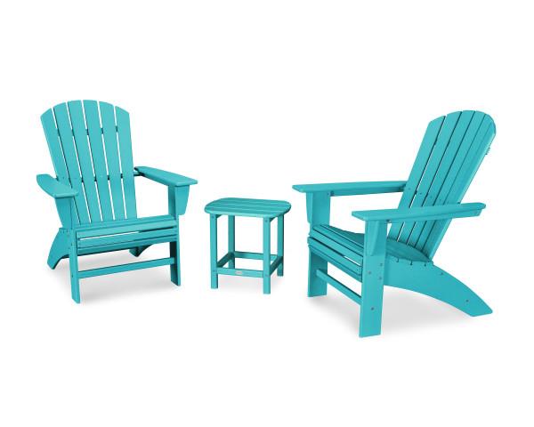 Polywood Polywood Aruba Nautical 3-Piece Curveback Adirondack Set Aruba Adirondack Chair PWS419-1-AR 190609071546