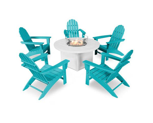 Polywood Polywood Aruba Vineyard Adirondack 6-Piece Chat Set with Fire Pit Table Aruba Adirondack Chair PWS415-1-10360 190609066535