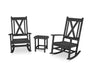 Polywood Polywood Black Braxton 3-Piece Porch Rocking Chair Set Black Rocking Chair PWS473-1-BL 190609114090