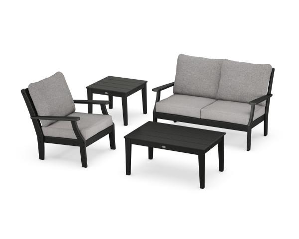 Polywood Polywood Black Braxton 4-Piece Deep Seating Set Black / Grey Mist Seating Sets PWS486-2-BL145980 190609172915