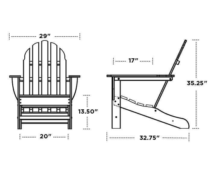 Polywood Polywood Black Classic Adirondack Chair Black Seating Sets AD4030BL 190609055782