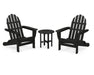 Polywood Polywood Black Classic Folding Adirondack 3-Piece Set Black Adirondack Chair PWS214-1-BL 190609068867