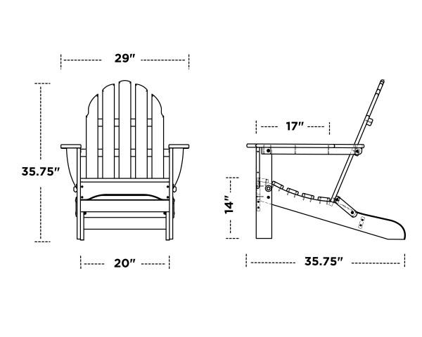 Polywood Polywood Black Classic Folding Adirondack Chair Black Adirondack Chair AD5030BL 845748000505