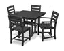 Polywood Polywood Black La Casa Caf, 5-Piece Farmhouse Trestle Dining Set Black Dining Sets PWS436-1-BL 190609083433