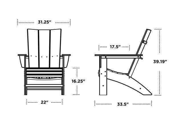 Polywood Polywood Black Modern Curveback Adirondack Chair Black Adirondack Chair AD620BL 190609046575