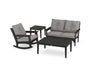 Polywood Polywood Black Vineyard 4-Piece Deep Seating Rocker Set Black / Grey Mist Rocking Chair PWS397-2-BL145980 190609171895