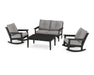 Polywood Polywood Black Vineyard 4-Piece Deep Seating Rocking Chair Set Black / Grey Mist Rocking Chair PWS404-2-BL145980 190609172021