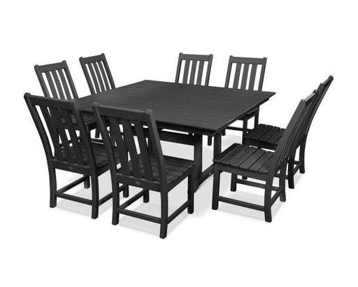 Polywood Polywood Black Vineyard 9-Piece Farmhouse Trestle Dining Set Black Dining Sets PWS342-1-BL 190609082399