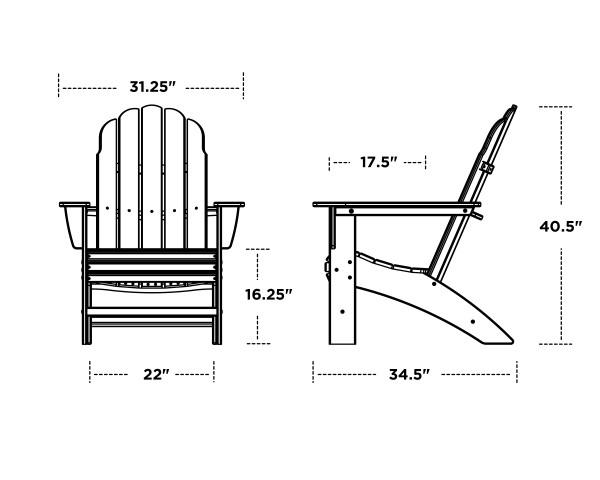 Polywood Polywood Black Vineyard Curveback Adirondack Chair Black Adirondack Chair AD600BL 190609046186