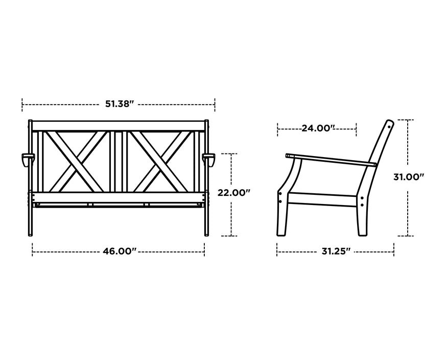 Polywood Polywood Braxton Deep Seating Settee Seating Sets