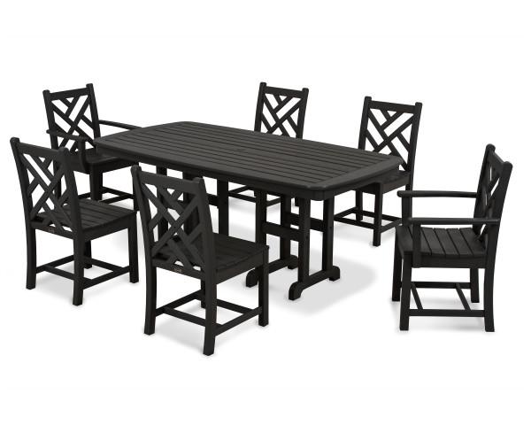 Polywood Polywood Chippendale 7-Piece Dining Set Black Dining Sets PWS121-1-BL 190609038457