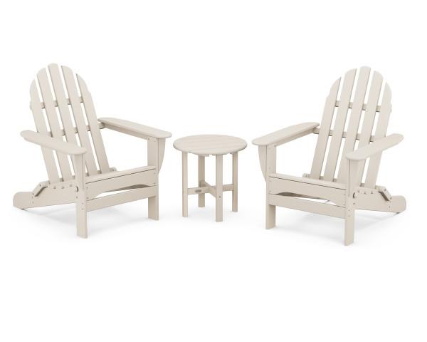 Polywood Polywood Classic Folding Adirondack 3-Piece Set Sand Adirondack Chair PWS214-1-SA 190609068904