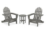 Polywood Polywood Classic Folding Adirondack 3-Piece Set Slate Grey Adirondack Chair PWS214-1-GY 190609068881