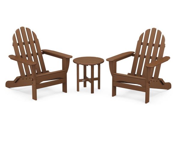 Polywood Polywood Classic Folding Adirondack 3-Piece Set Teak Adirondack Chair PWS214-1-TE 190609068911