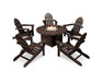 Polywood Polywood Classic Folding Adirondack 6-Piece Conversation Set with Fire Pit Table Mahogany Conversation Table PWS414-1-MA 190609066498