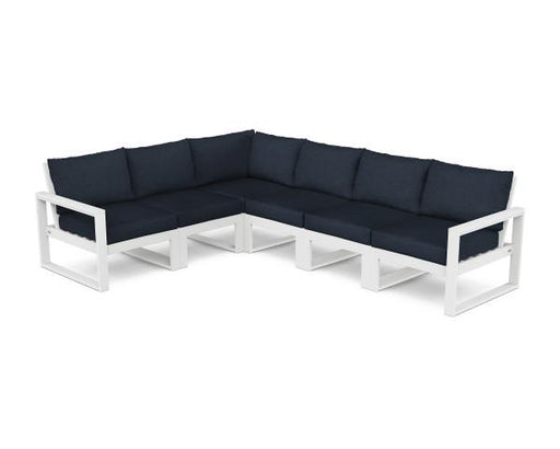 Polywood Polywood EDGE 6-Piece Modular Deep Seating Set White / Marine Indigo Seating Sets PWS523-2-WH145991 190609146350