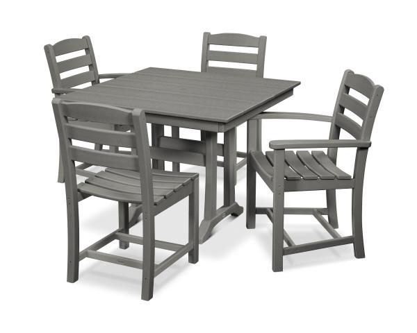 Polywood Polywood La Casa Caf‚ 5-Piece Farmhouse Trestle Dining Set Slate Grey Dining Sets PWS436-1-GY 190609083457