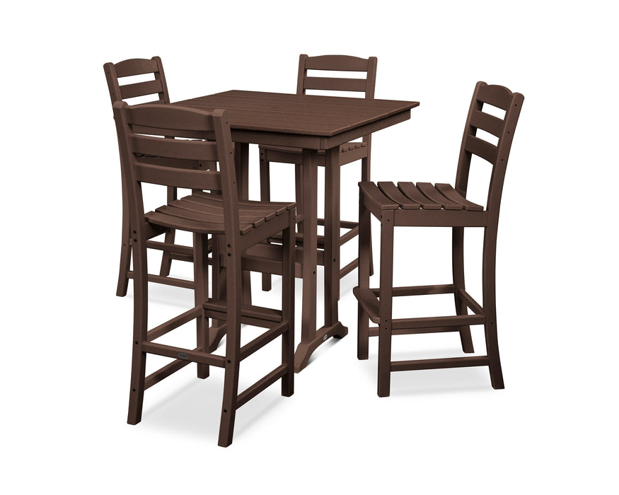 Polywood Polywood La Casa Cafe 5-Piece Farmhouse Trestle Bar Set Mahogany Bar Set PWS435-1-MA 190609083341