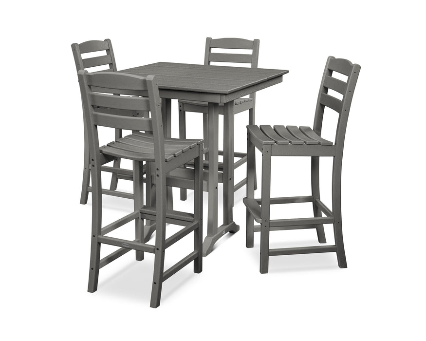 Polywood Polywood La Casa Cafe 5-Piece Farmhouse Trestle Bar Set Slate Grey Bar Set PWS435-1-GY 190609083334