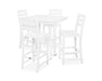 Polywood Polywood La Casa Cafe 5-Piece Farmhouse Trestle Bar Set White Bar Set PWS435-1-WH 190609083372