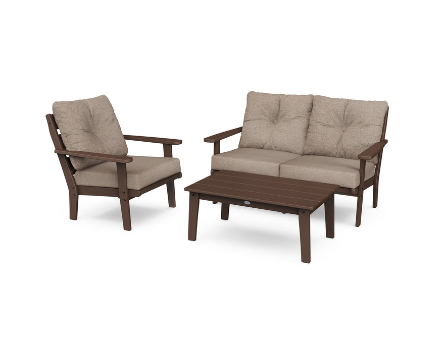 Polywood Polywood Lakeside 3-Piece Deep Seating Set Mahogany / Spiced Burlap Seating Sets PWS519-2-MA146010 190609145605