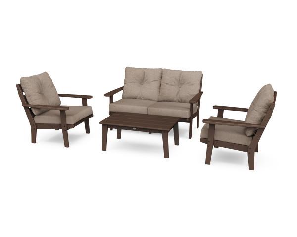 Polywood Polywood Lakeside 4-Piece Deep Seating Set Mahogany / Spiced Burlap Seating Sets PWS520-2-MA146010 190609145803