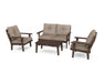 Polywood Polywood Mahogany Lakeside 4-Piece Deep Seating Set Mahogany / Spiced Burlap Seating Sets PWS520-2-MA146010 190609145803