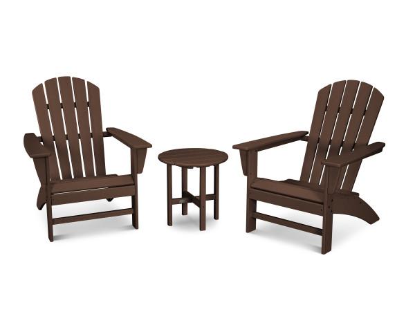 Polywood Polywood Mahogany Nautical 3-Piece Adirondack Set Mahogany Adirondack Chair PWS498-1-MA 190609128738