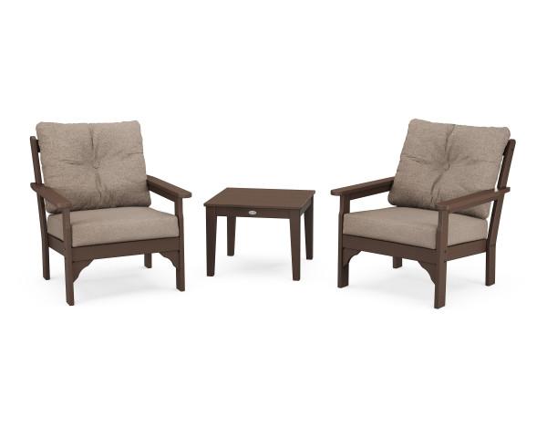 Polywood Polywood Mahogany Vineyard 3-Piece Deep Seating Set Mahogany / Spiced Burlap Seating Sets PWS402-2-MA146010 190609171949