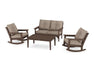 Polywood Polywood Mahogany Vineyard 4-Piece Deep Seating Rocking Chair Set Mahogany / Spiced Burlap Rocking Chair PWS404-2-MA146010 190609172007