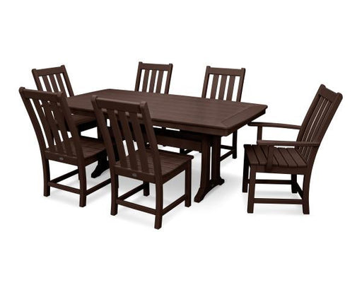 Polywood Polywood Mahogany Vineyard 7-Piece Nautical Trestle Dining Set Mahogany Dining Sets PWS343-1-MA 190609060106