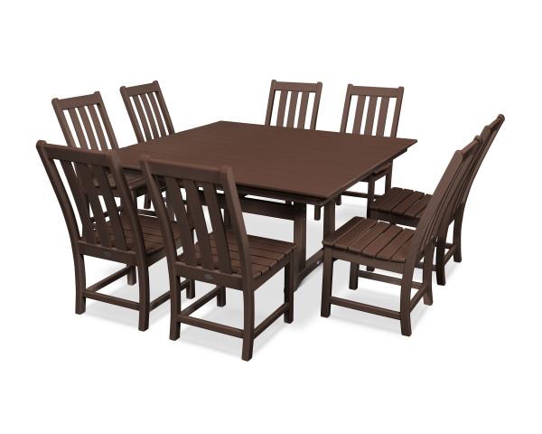 Polywood Polywood Mahogany Vineyard 9-Piece Farmhouse Trestle Dining Set Mahogany Dining Sets PWS342-1-MA 190609082429