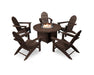 Polywood Polywood Mahogany Vineyard Adirondack 6-Piece Chat Set with Fire Pit Table Mahogany Adirondack Chair PWS415-1-MA 190609066610