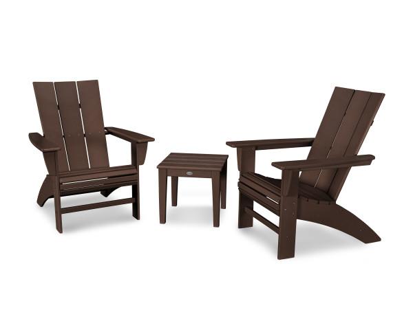 Polywood Polywood Modern 3-Piece Curveback Adirondack Set Mahogany Adirondack Chair PWS420-1-MA 190609071775