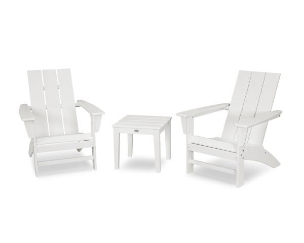 Polywood Polywood Modern Adirondack 3-Piece Set White Adirondack Chair PWS502-1-WH 190609133503