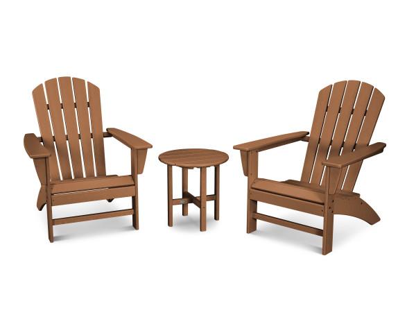 Polywood Polywood Nautical 3-Piece Adirondack Set Teak Adirondack Chair PWS498-1-TE 190609128790