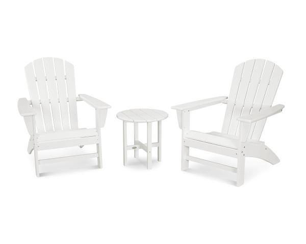 Polywood Polywood Nautical 3-Piece Adirondack Set White Adirondack Chair PWS498-1-WH 190609128882