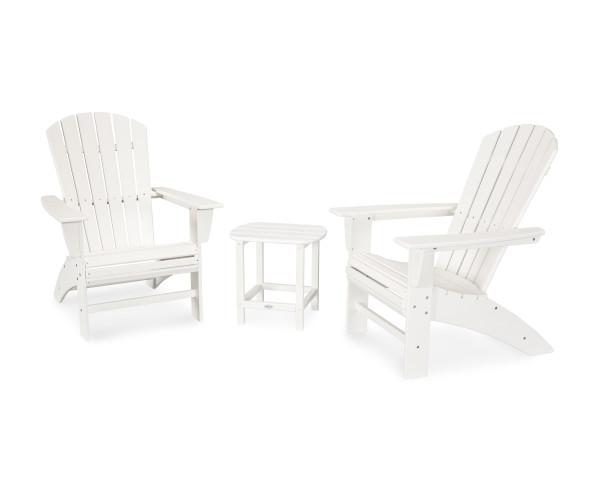 Polywood Polywood Nautical 3-Piece Curveback Adirondack Set White Adirondack Chair PWS419-1-WH 190609071737