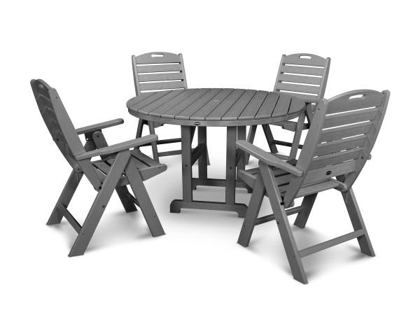 Polywood Polywood Nautical 5-Piece Dining Set Slate Grey Dining Sets PWS260-1-GY 845748095006