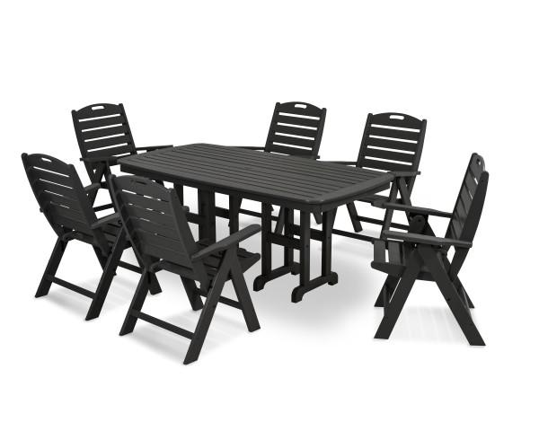 Polywood Polywood Nautical 7-Piece Dining Set Black Dining Sets PWS125-1-BL 190609038310