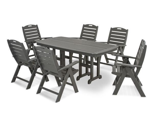 Polywood Polywood Nautical 7-Piece Dining Set Slate Grey Dining Sets PWS125-1-GY 845748050418