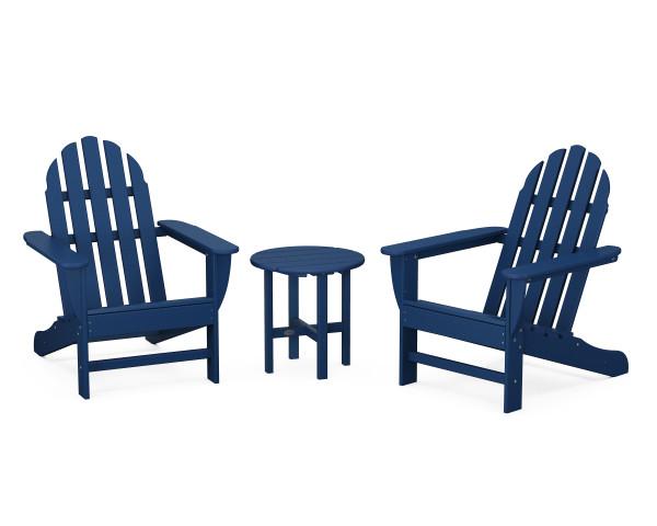 Polywood Polywood Navy Classic Adirondack 3-Piece Set Navy Adirondack Chair PWS417-1-NV 190609098505