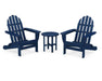 Polywood Polywood Navy Classic Folding Adirondack 3-Piece Set Navy Adirondack Chair PWS214-1-NV 190609098482