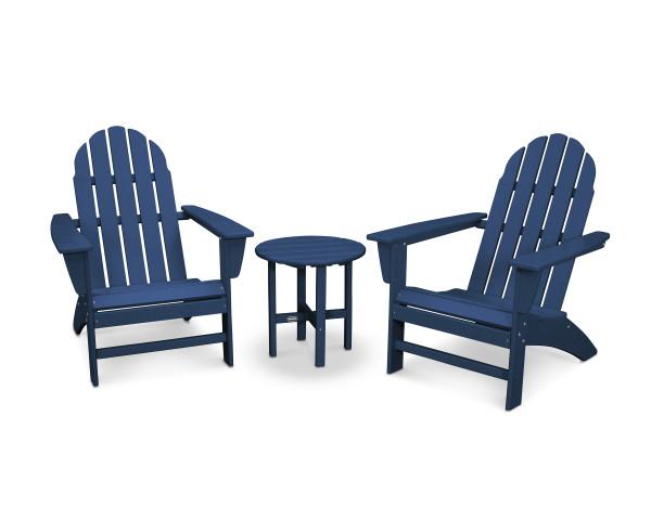 Polywood Polywood Navy Vineyard 3-Piece Adirondack Set Navy Adirondack Chair PWS399-1-NV 190609098703