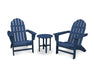 Polywood Polywood Navy Vineyard 3-Piece Adirondack Set Navy Adirondack Chair PWS399-1-NV 190609098703